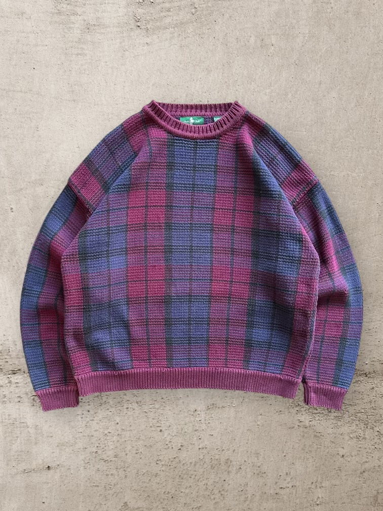 90s Hunt Club Plaid Knit Sweater - XXL