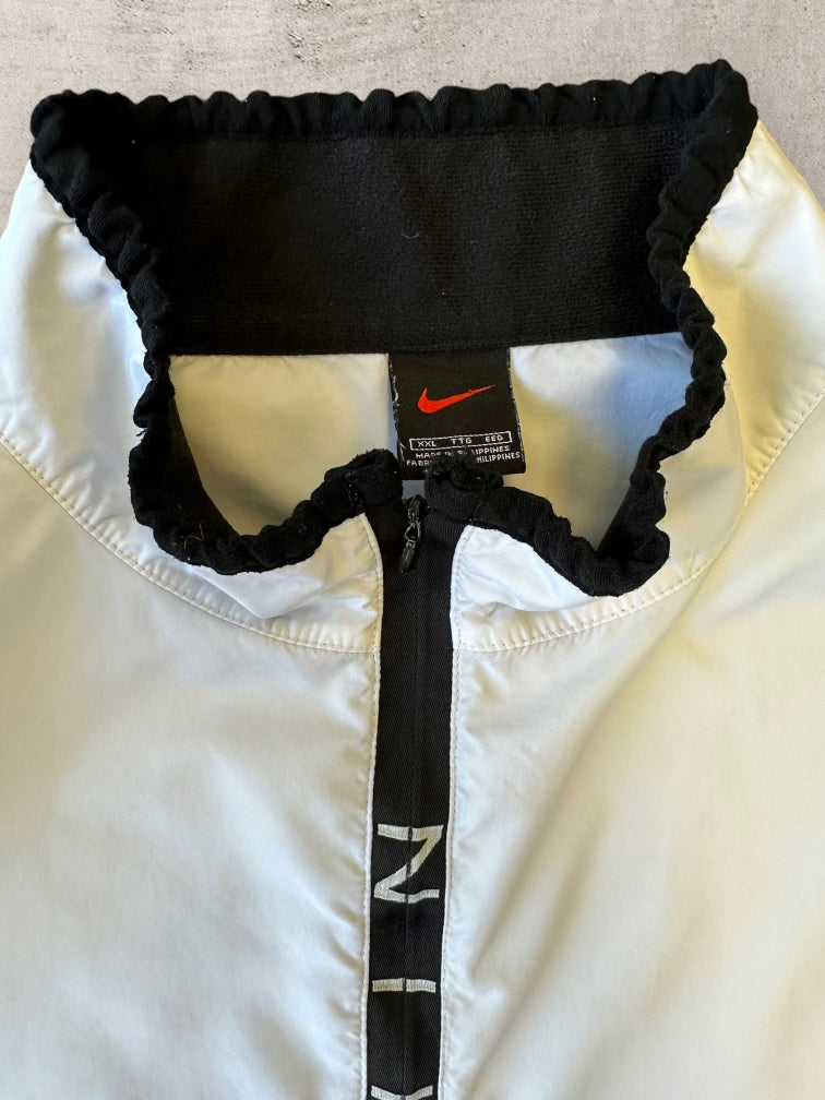 00s Nike White & Black 1/4 Zip Windbreaker Jacket - XXL
