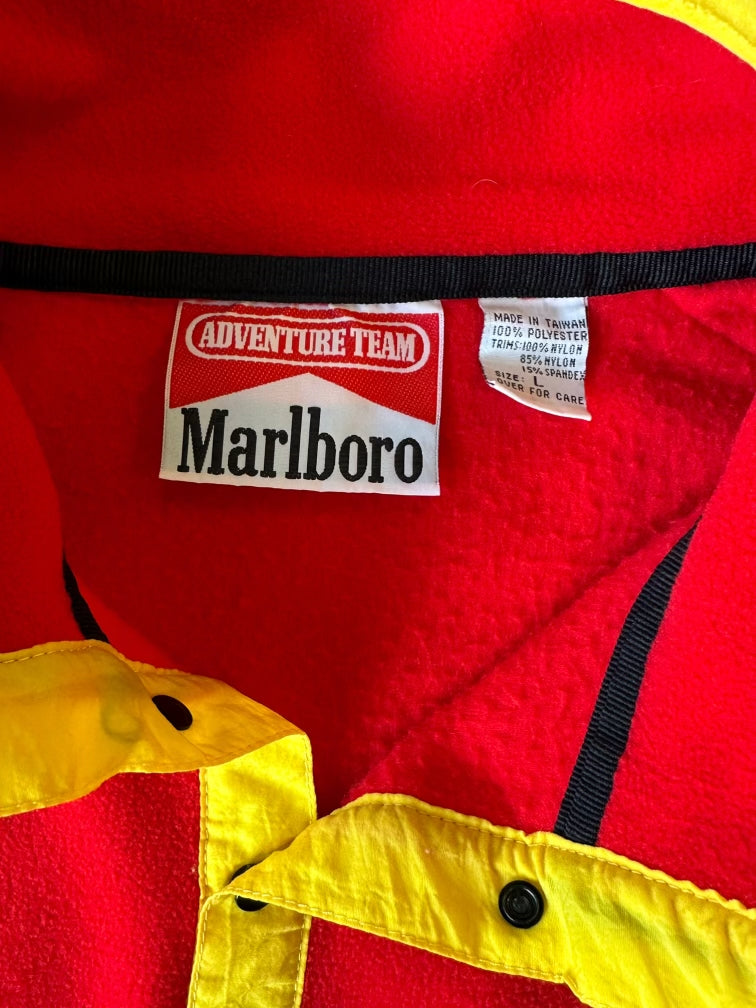 90s Marlboro Cigarettes Color Block Button Up Fleece - Large