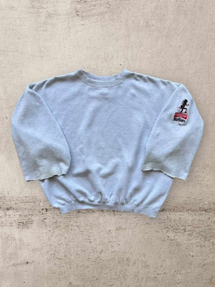 90s Marlboro Cigarettes Embroidered Cut Off Crewneck - XL