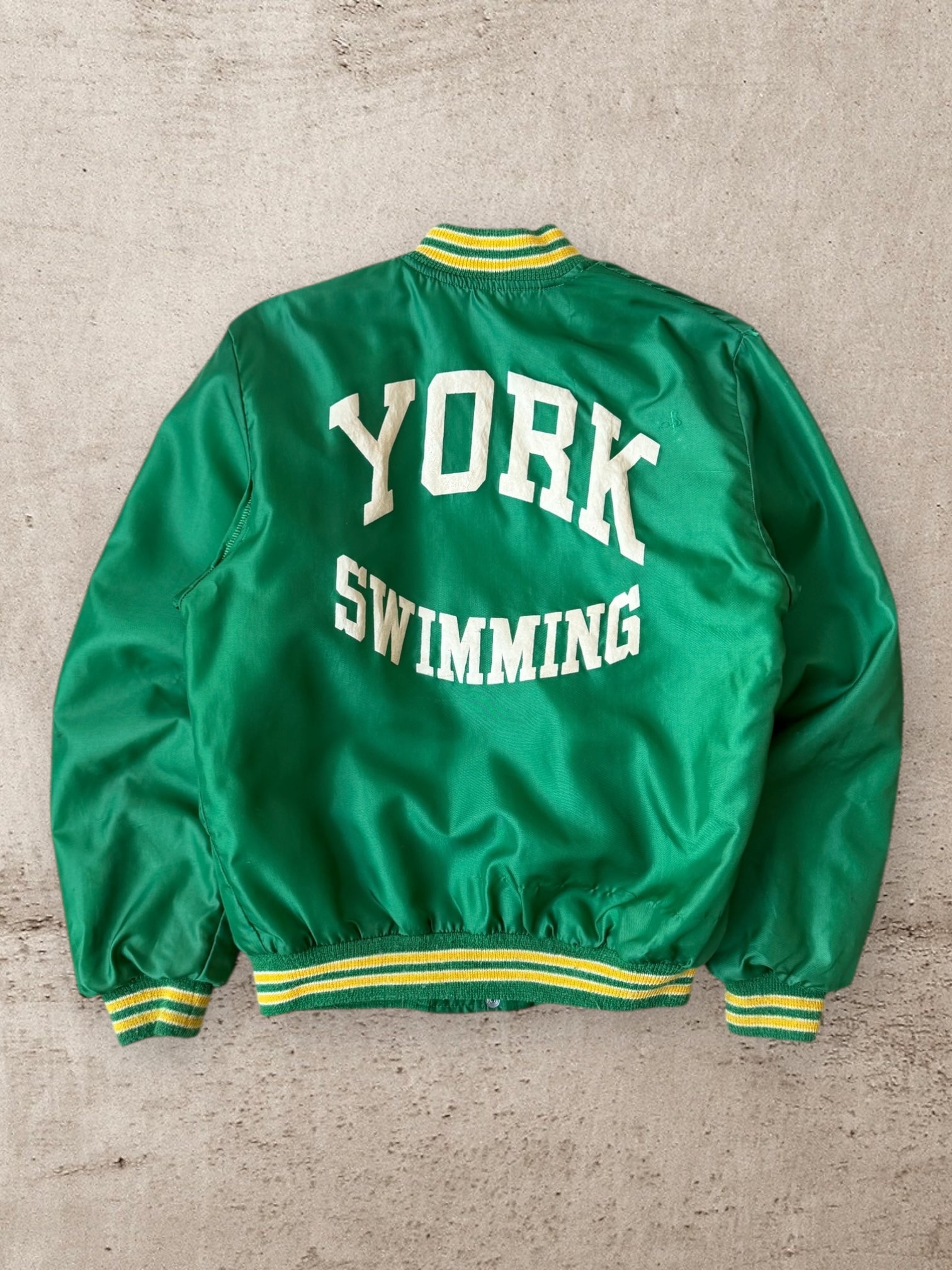 70s/80s York Swimming Button Up Satin Jacket - Medium