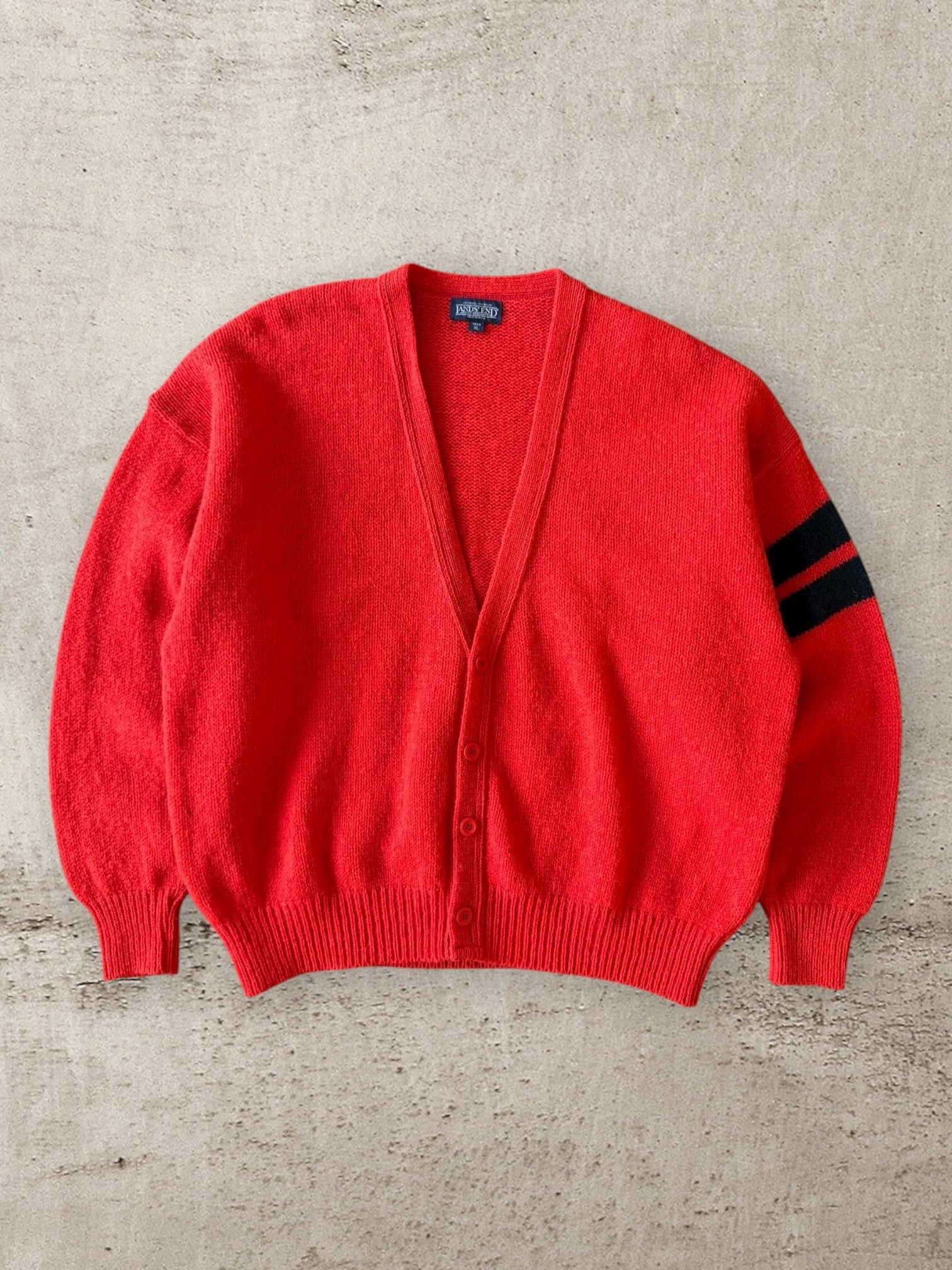 90s Lands End Striped Wool Cardigan - XXL
