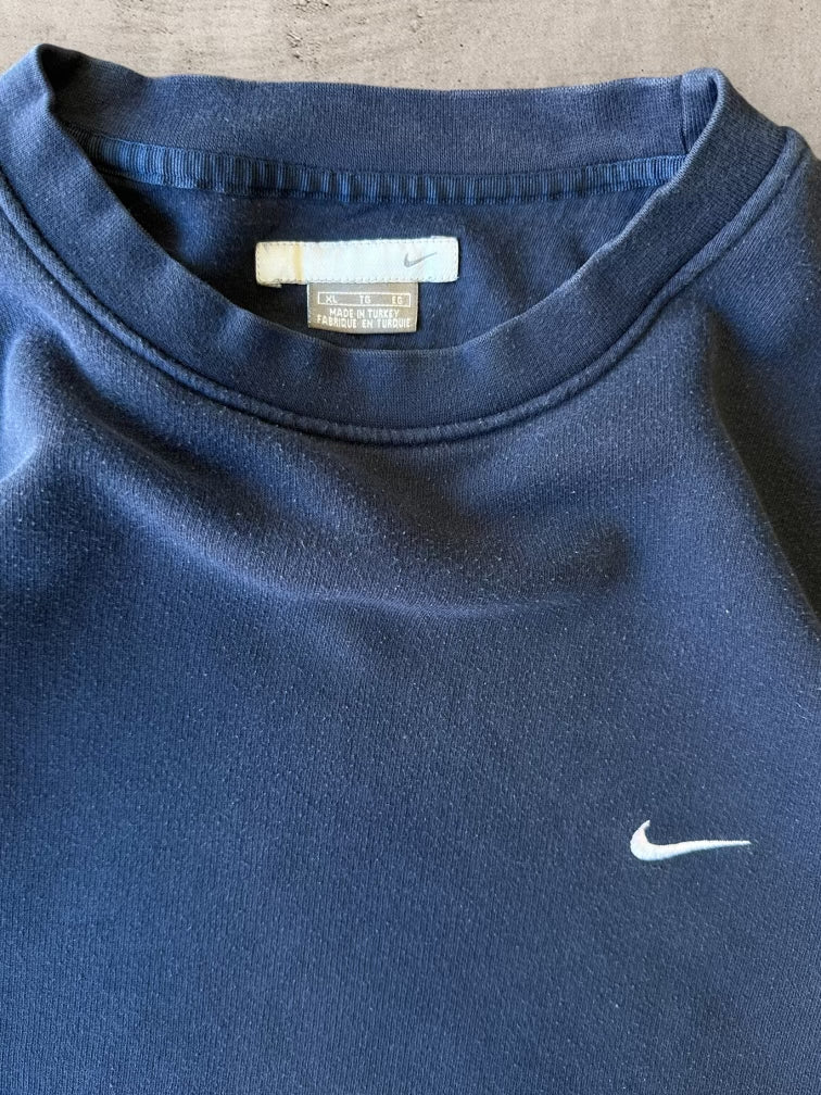 00s Nike Navy Blue Mini Swoosh Crewneck - XL