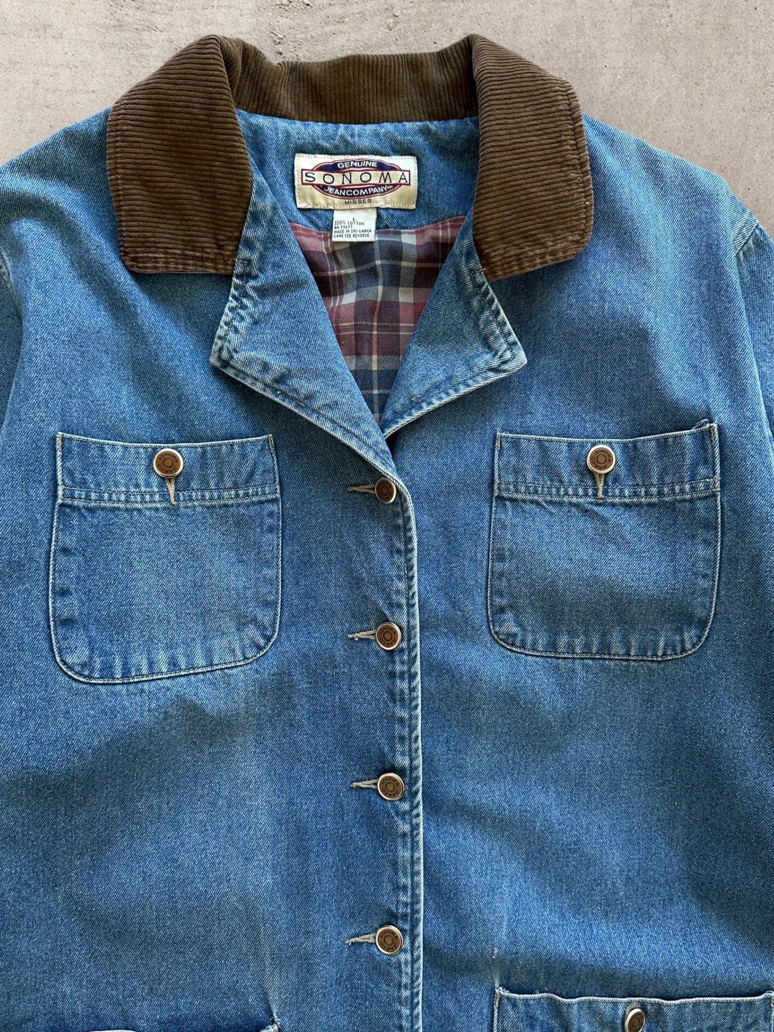 sonoma / 00s/DENIM CHORE JACKET/襟コーデュロイ/ジャケット/L/コットン/IDG 00s Sonoma Denim Chore Jacket - Large – The Juncture