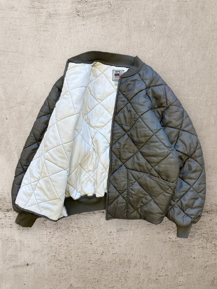 00s R.P.K America Diamond Quilted Zip Up Jacket - XL