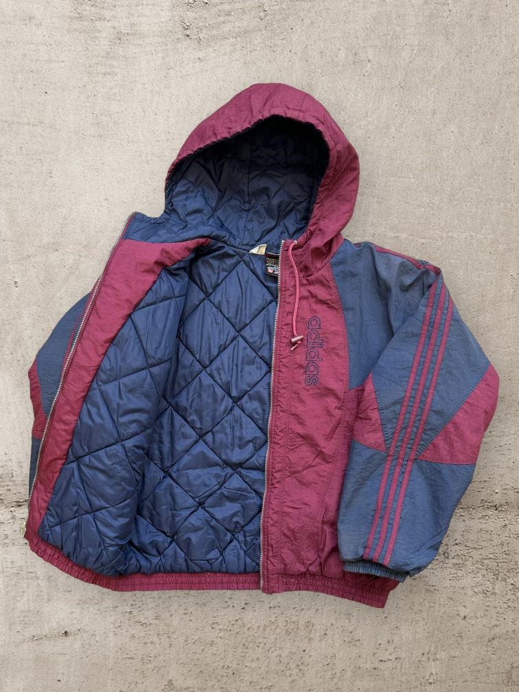 90s Adidas Color Block Hooded Puffer Jacket - XL