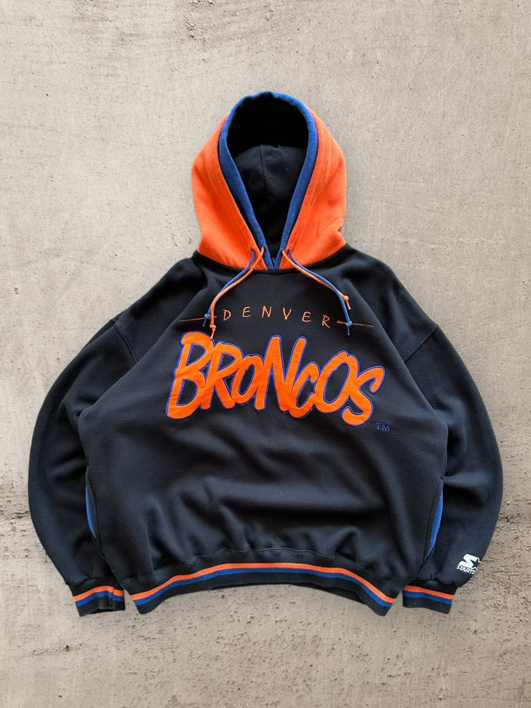 90s Starter Denver Broncos Two Tone Hoodie - XL