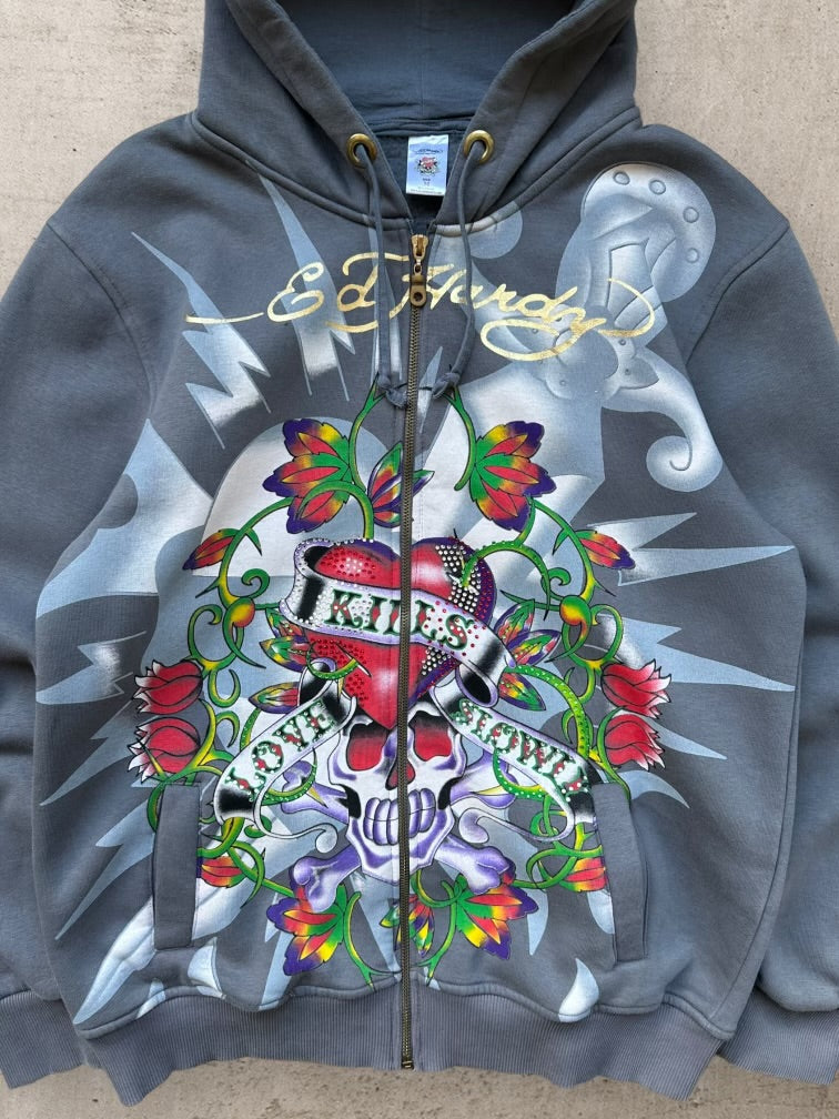 00s Ed Hardy Love Kills Slowly Graphic Hoodie - Medium