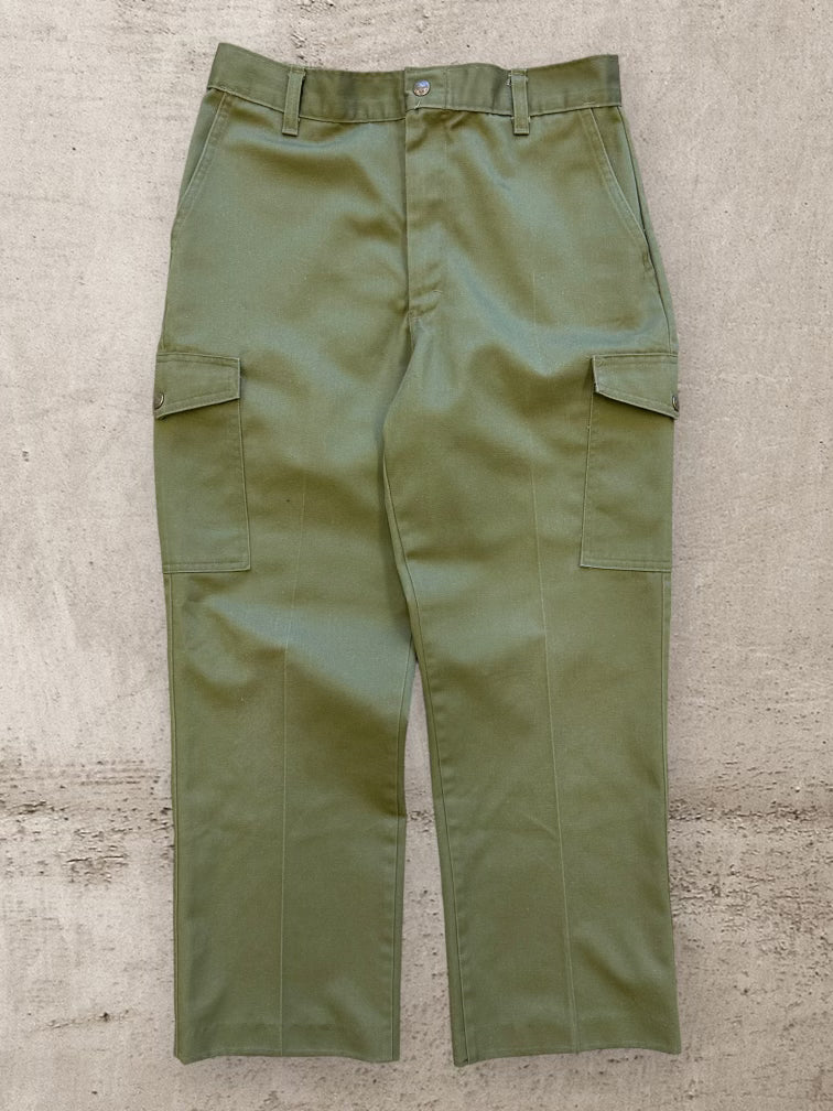 80s Boys Scout Olive Green Cargo Pants - 30x27
