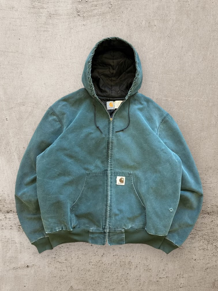 90s Carhartt Green Hooded Jacket - XXL