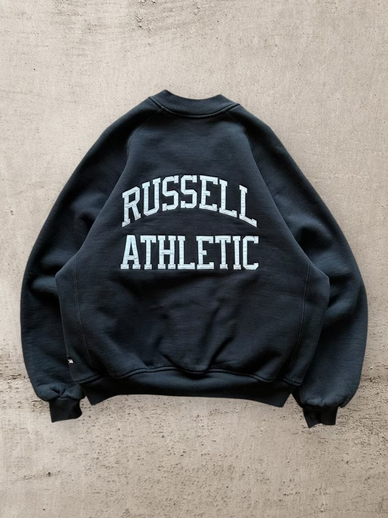 90s Russell Athletic Varsity Button Up Sweatshirt Jacket - Large