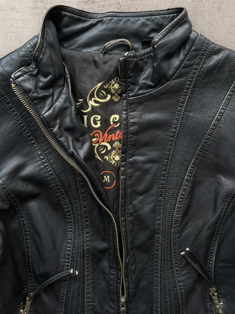 00s Leather Moto Jacket - Small