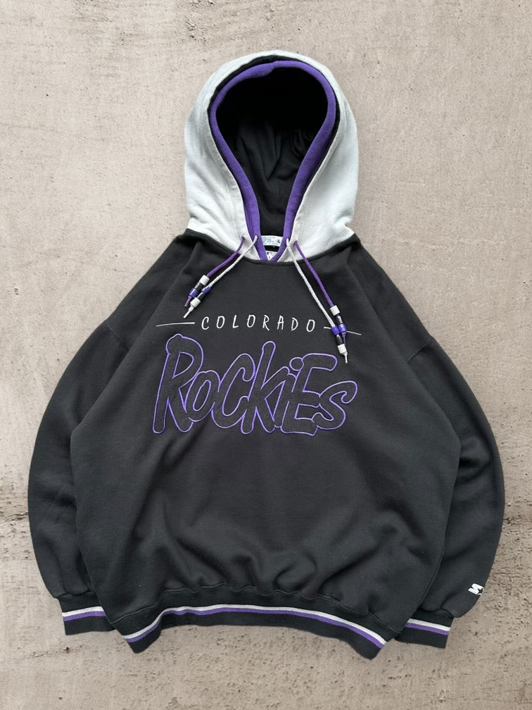 90s Starter Colorado Rockies Double Hoodie - XL