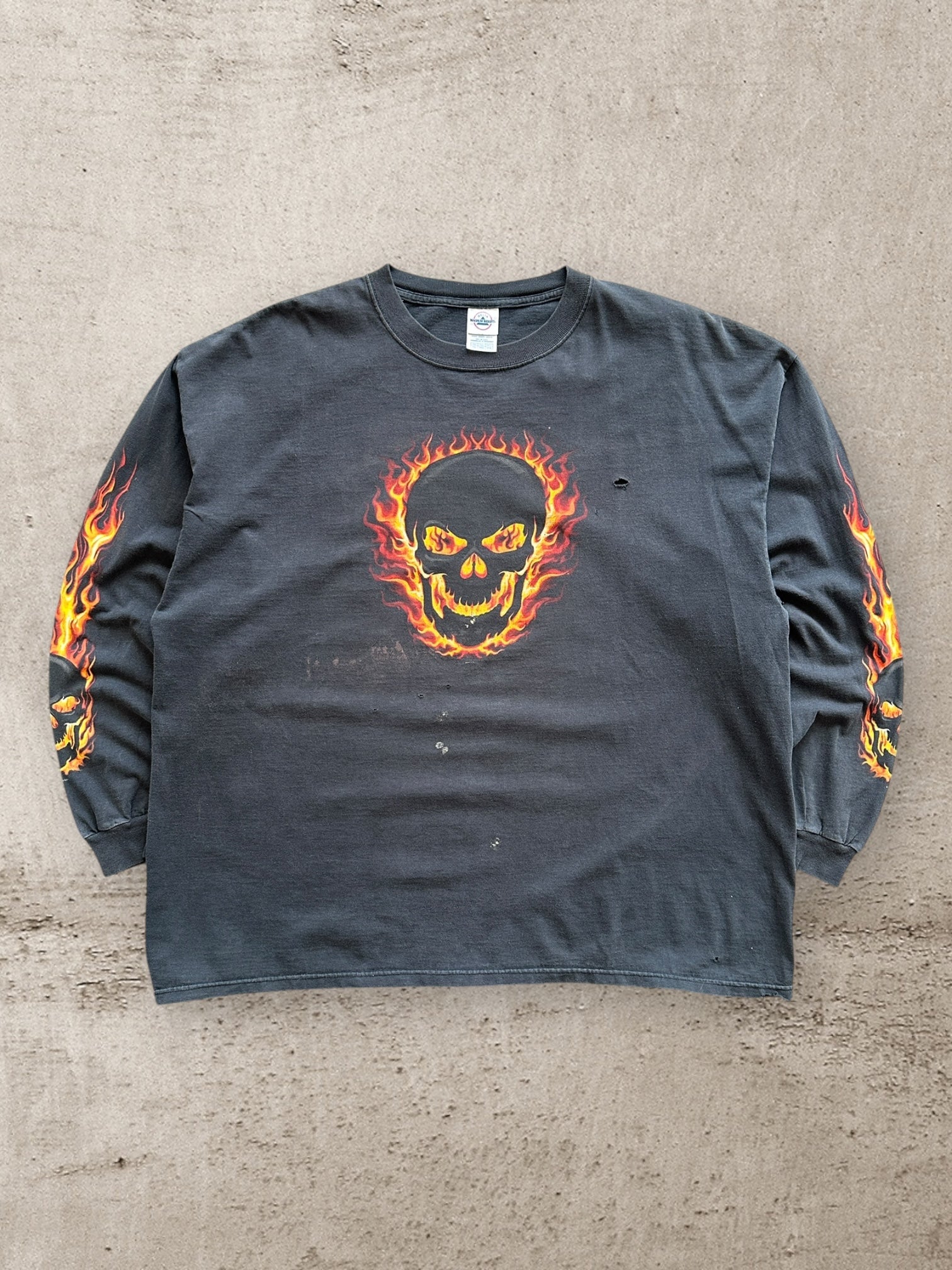 00s Underground Biker Flame L/S Graphic T-Shirt - 3XL