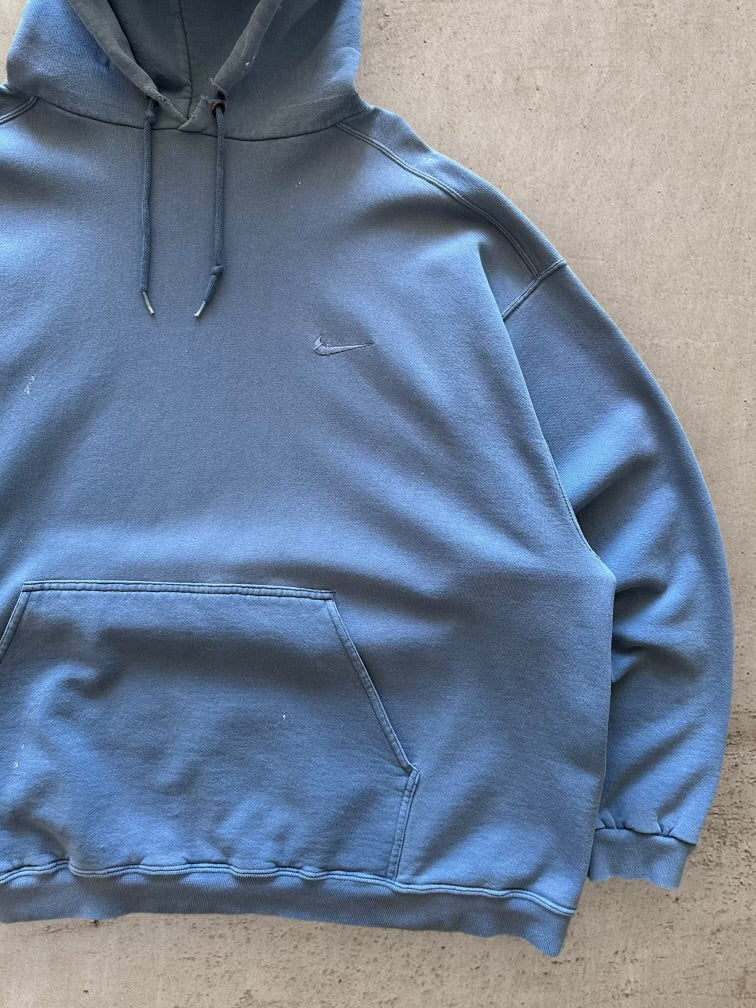 90s Nike Distressed Tonal Mini Swoosh Hoodie - XXL