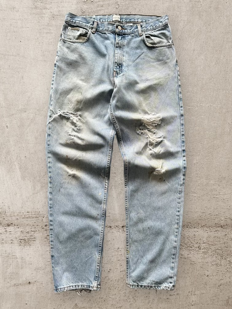 00s Calvin Klein Distressed Light Wash Denim Jeans - 34x35