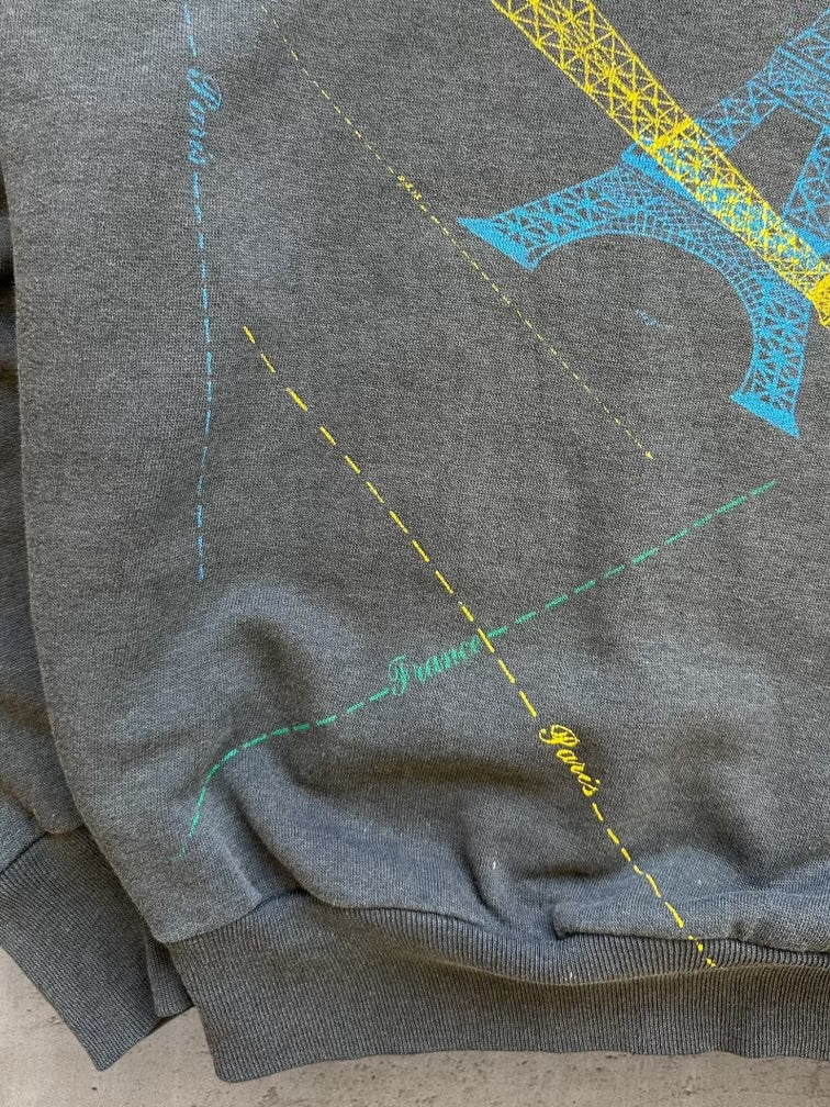 80s Geometric Eiffel Tower Graphic Crewneck - Small