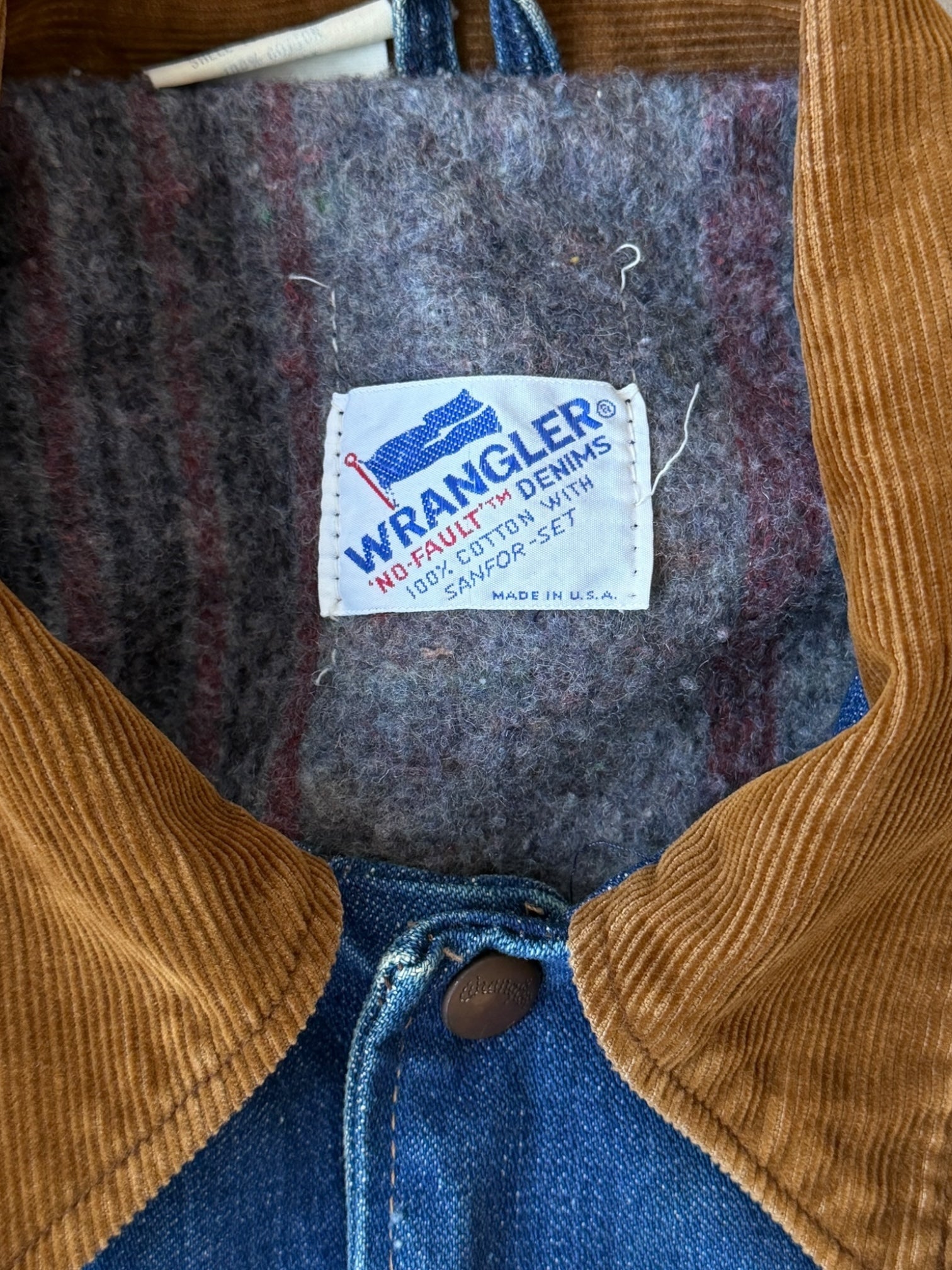 70s Wrangler No Fault Wool Lined Denim Jacket - Medium