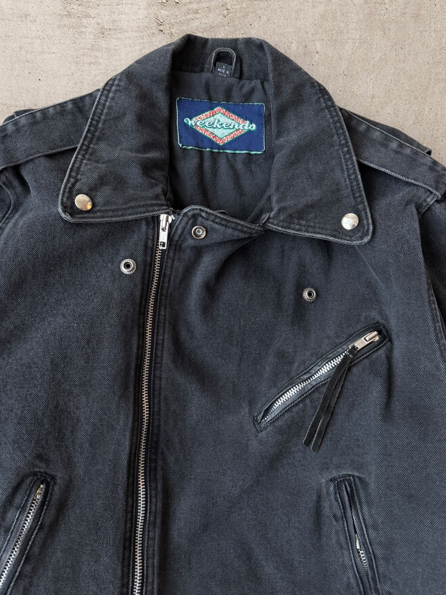 80s Weekends Canvas Moto Jacket - Large
