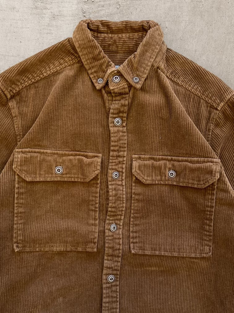 00s Green Coast Brown Corduroy Button Up - Small