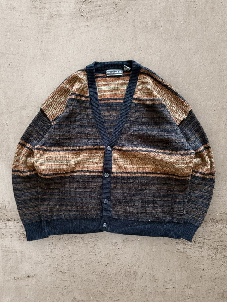 90s David Taylor Striped Knit Cardigan - XL