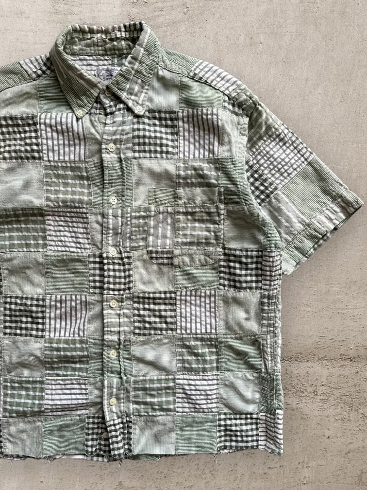 Brooks Brothers Plaid Patch Work Button Up Shirt - Medium