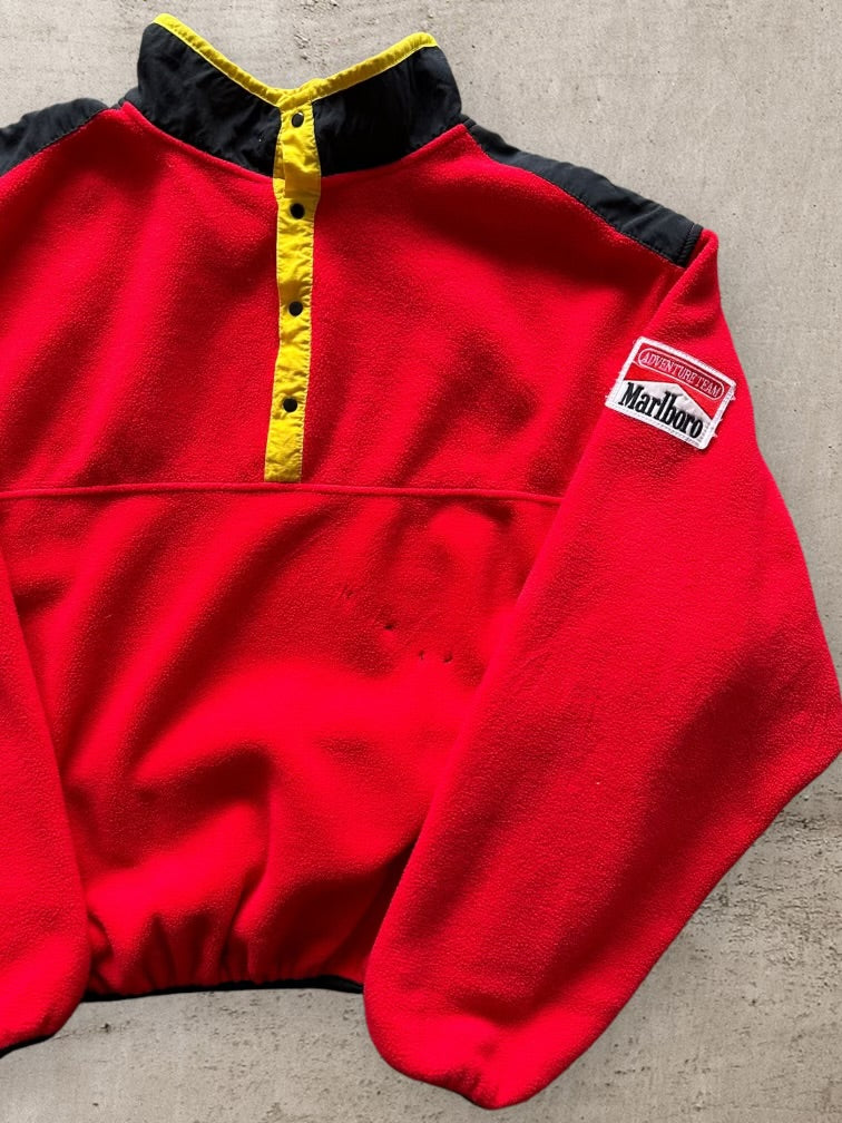 90s Marlboro Cigarettes 1/4 Button Up Patch Fleece - Large