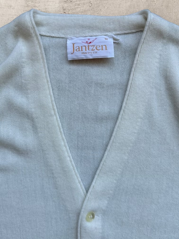 80s Jantzen Cream Knit Cardigan - Large