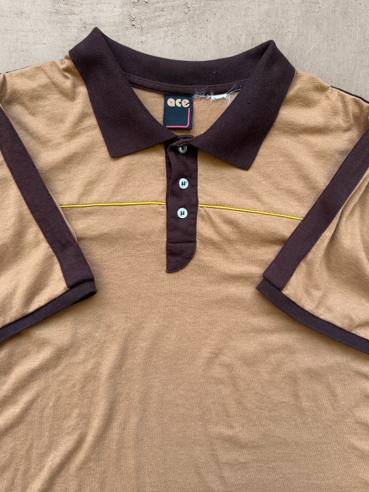 80s Ace Polo Polyester Shirt - Medium