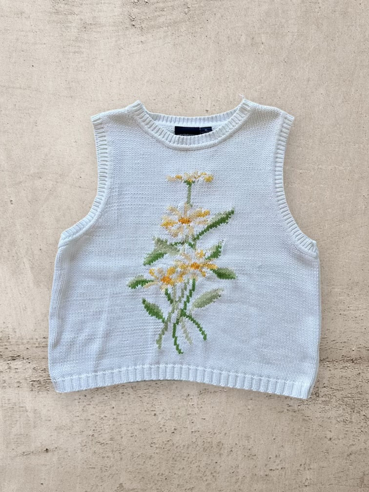 90s Liz Claiborne Daisy Knit Vest - Large