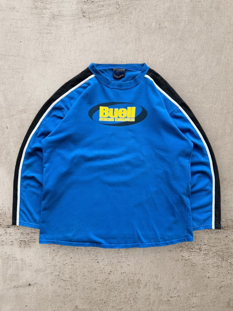 90s Buell Motorcycles Striped Long Sleeve T-Shirt - XL