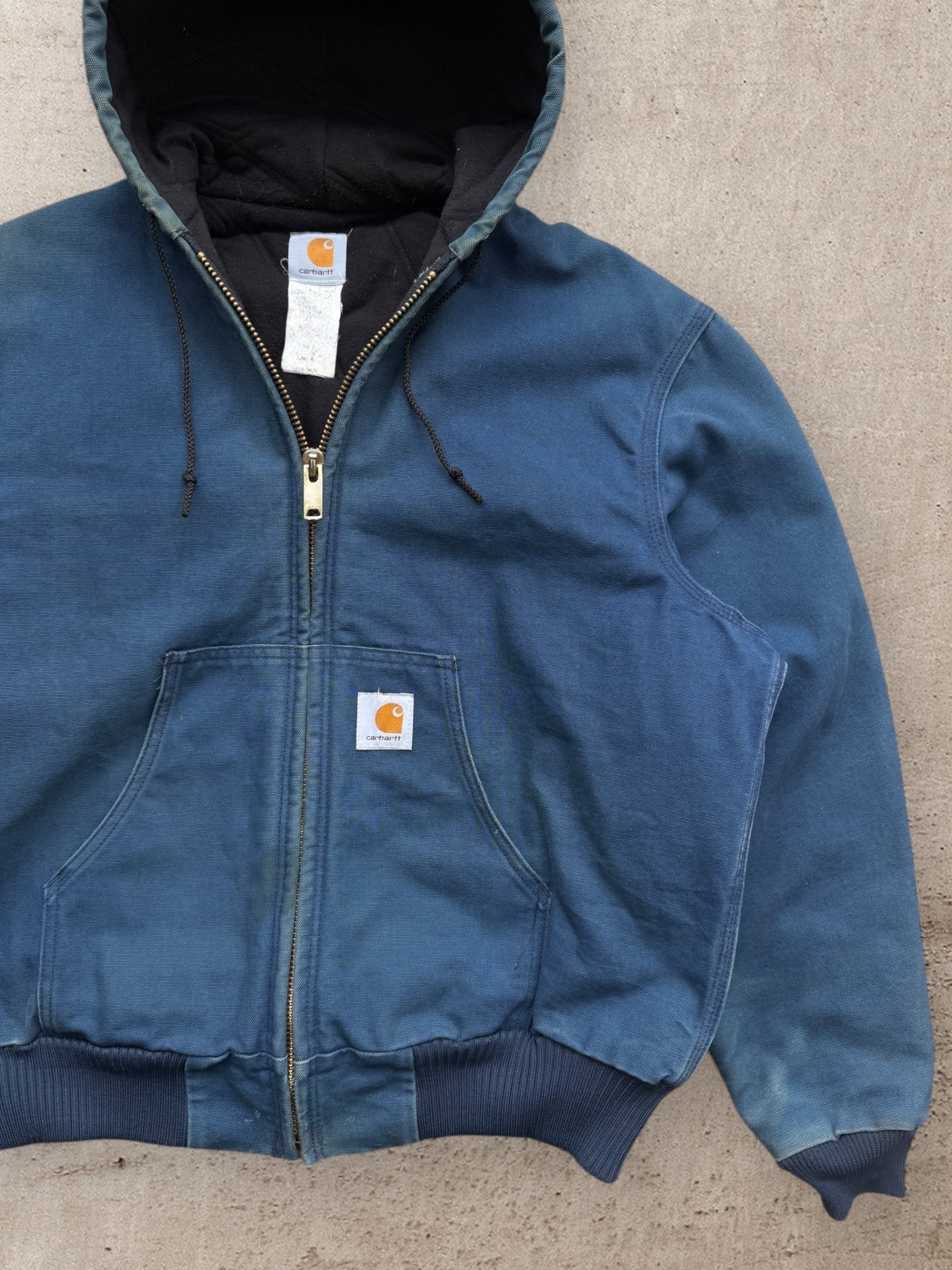 90s Carhartt Blue Hooded Jacket - Large