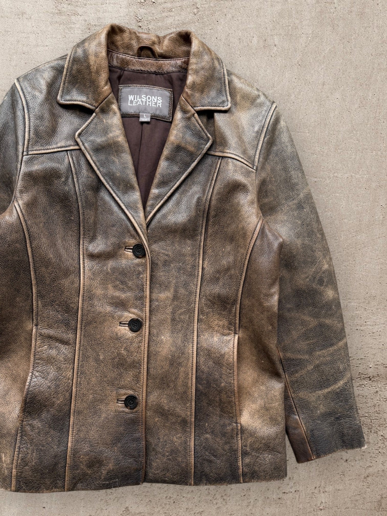 00s Wilson Faded Leather Jacket - Large