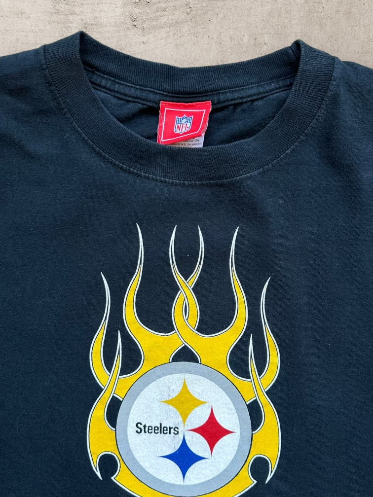 00s Steelers Flame Graphic Long Sleeve T-Shirt - XL
