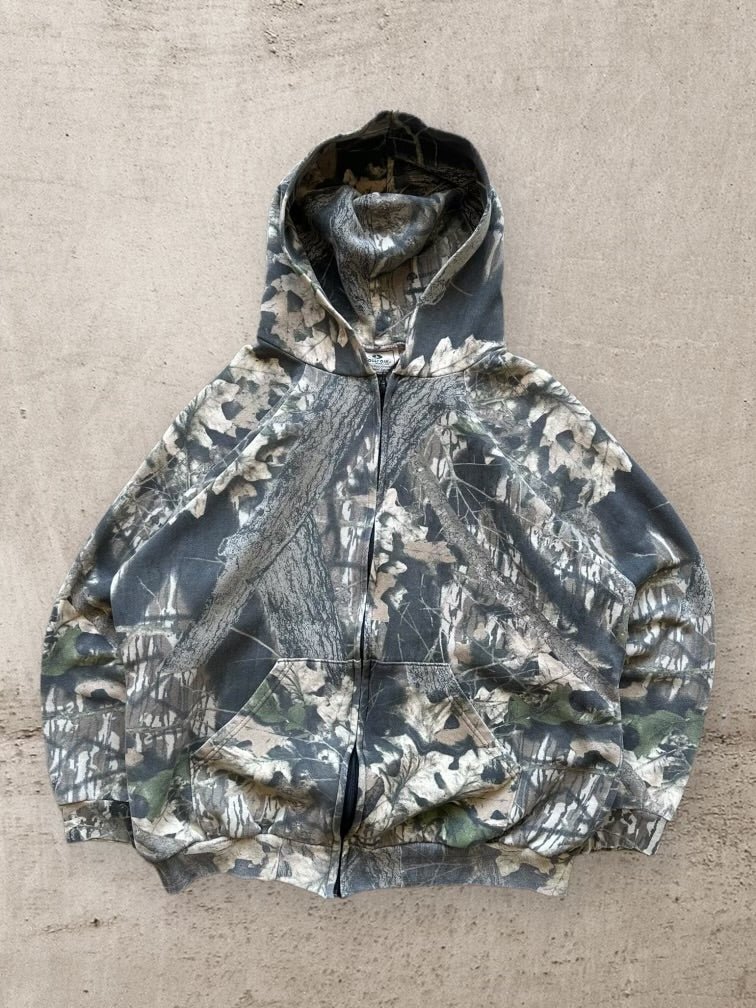 90s Mossy Oak Real Tree Camouflage Zip Up Hoodie - XL