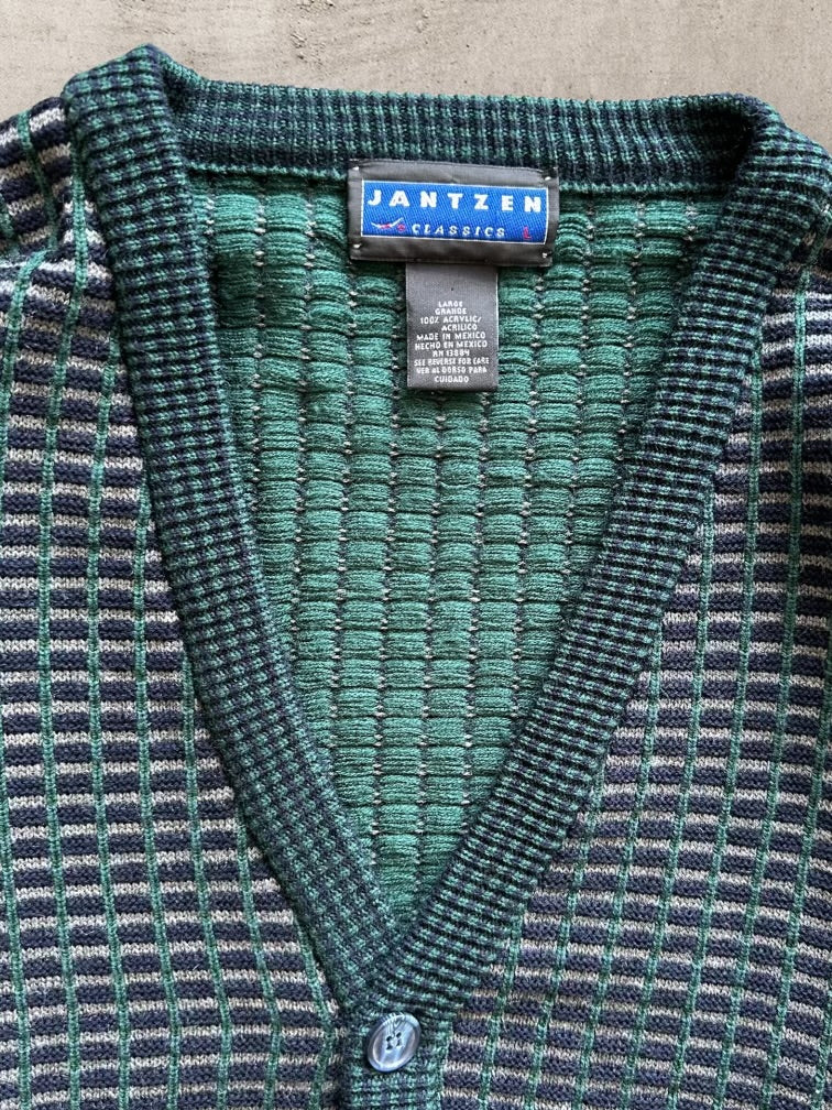 90s Jantzen Multicolor Knit Cardigan Sweater - Large