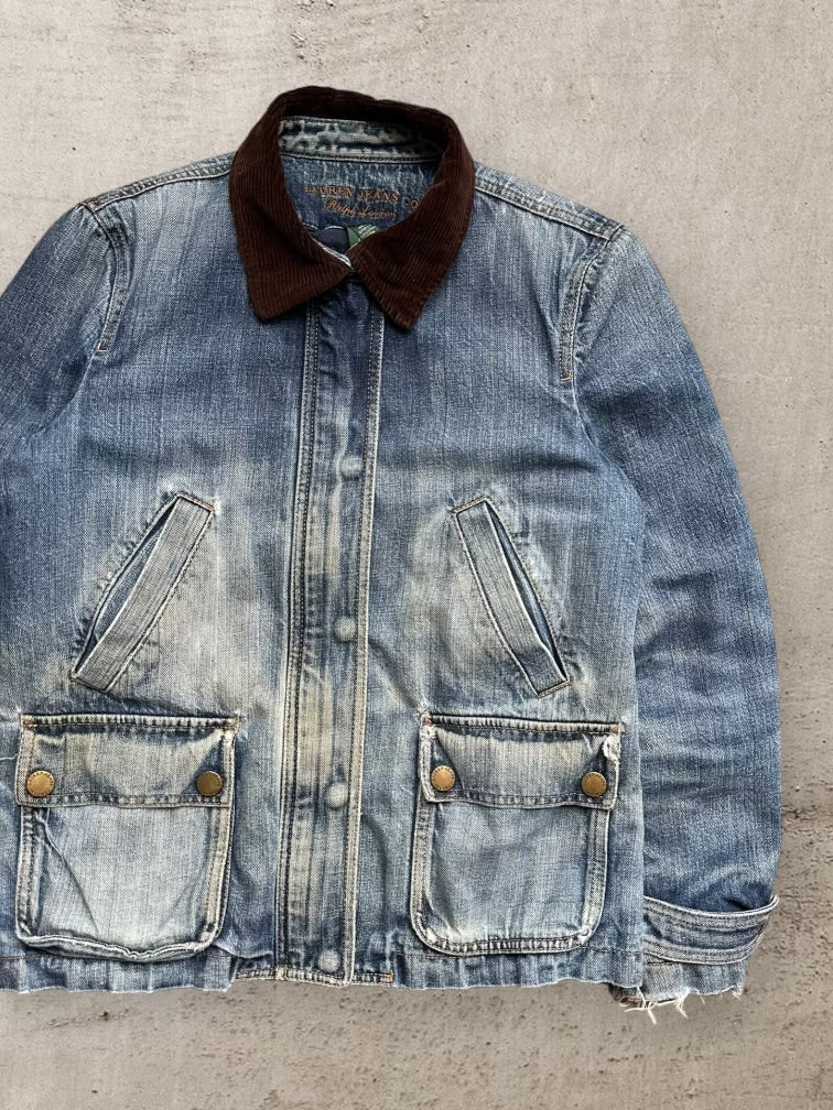 00s Polo Ralph Lauren Distressed Denim Jacket - Small