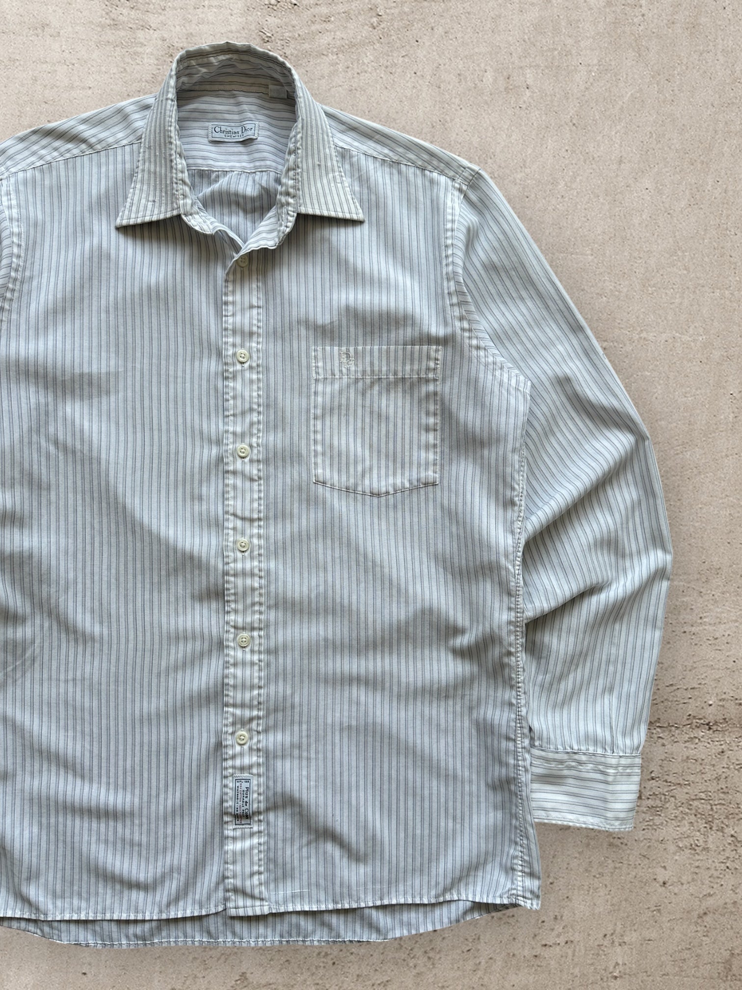 90s Christian Dior Striped L/S Button Up Shirt - Large