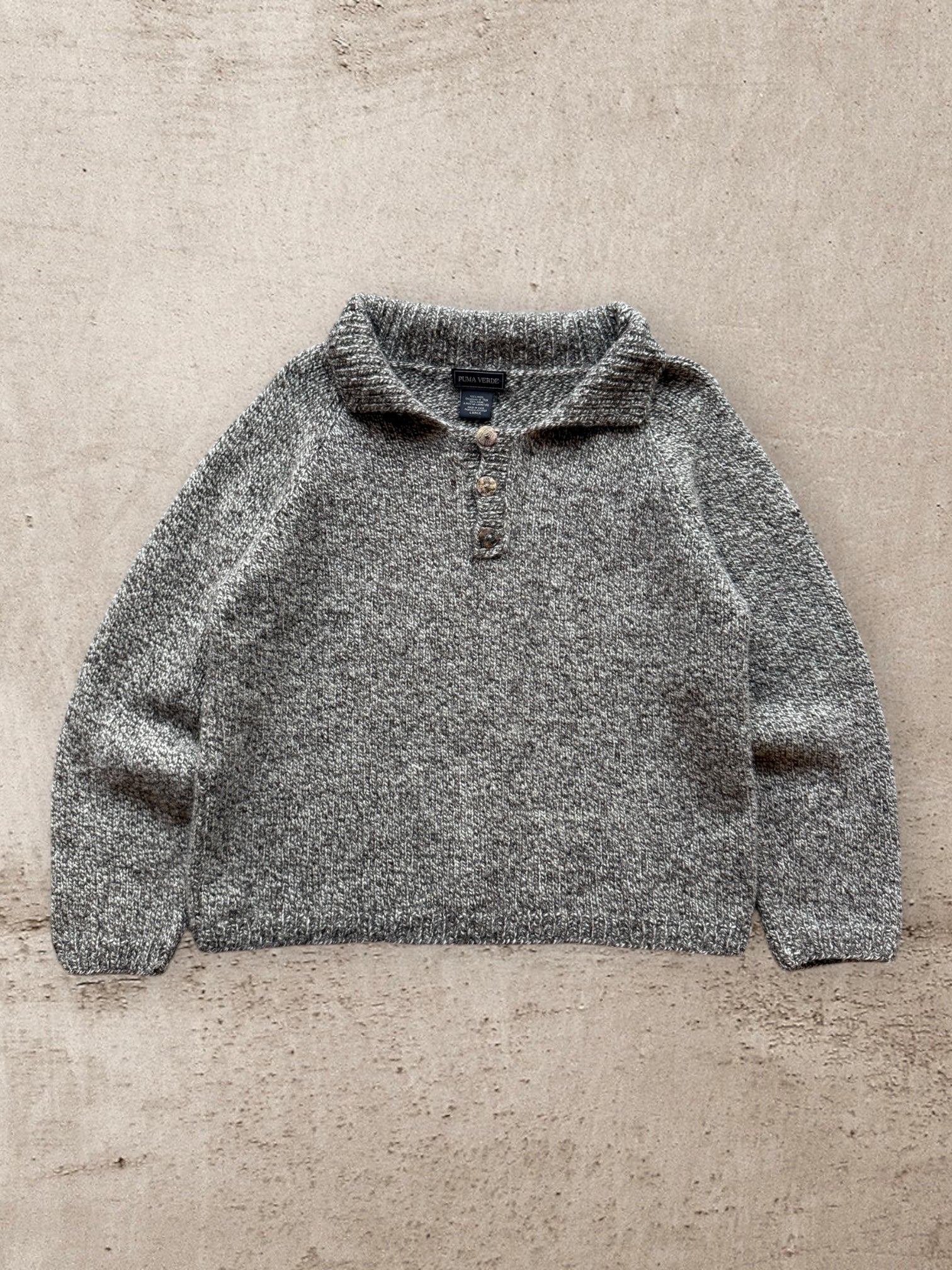 00s Puma Verde Wool Polo Sweater - Large