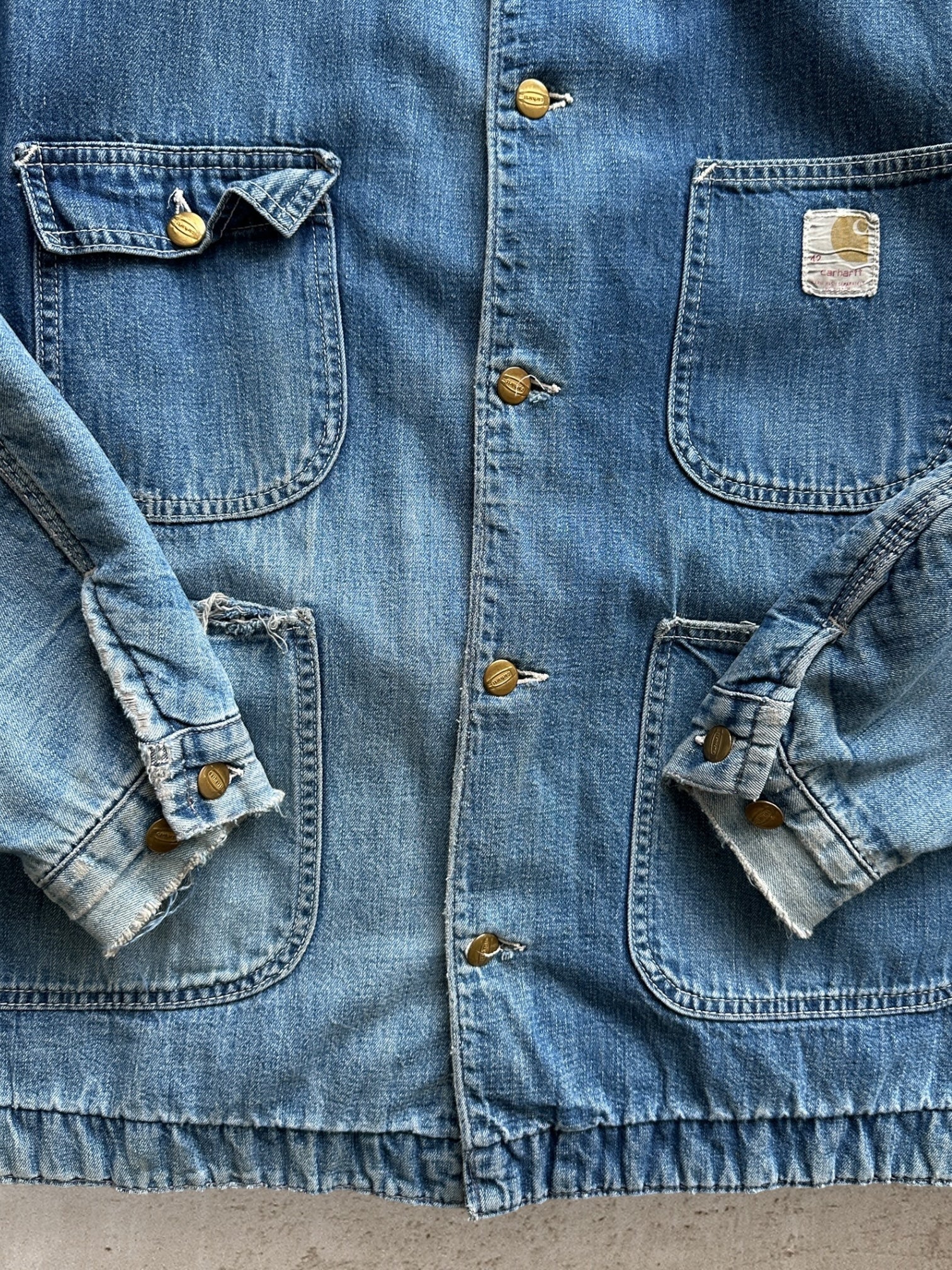 80s Carhartt Wool Lined Denim Chore Jacket - XL