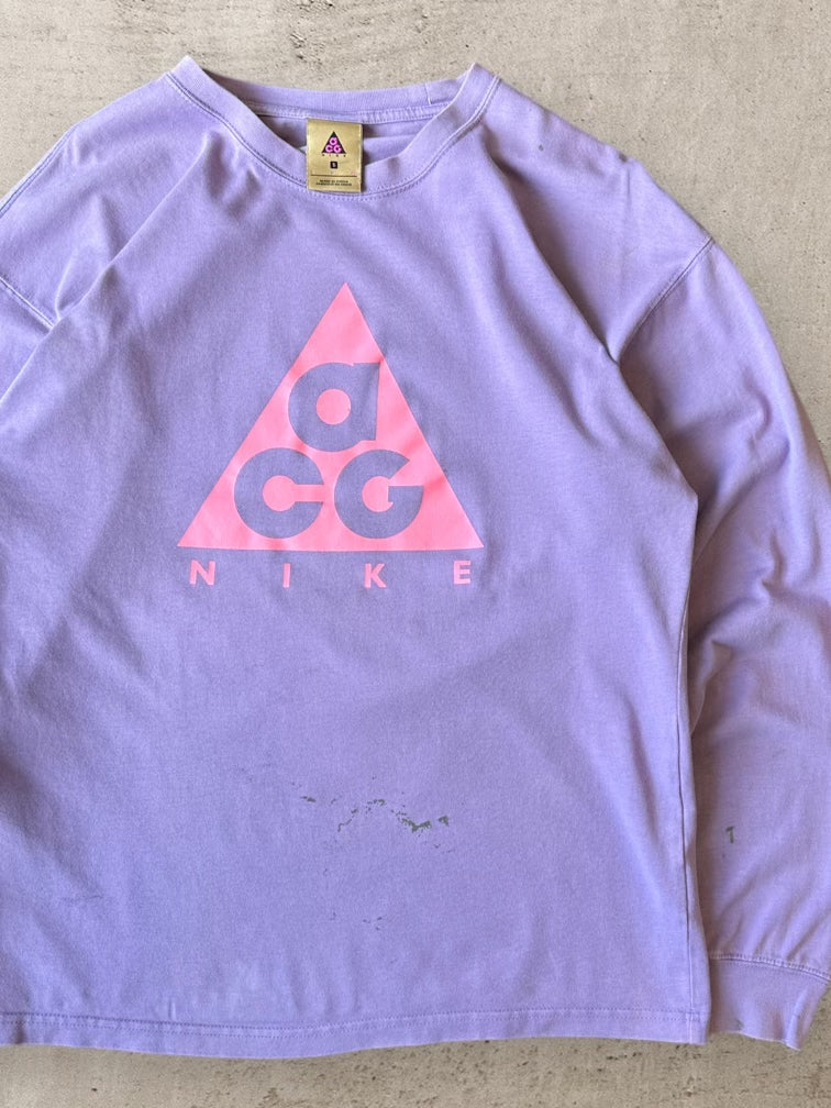 Nike ACG Purple & Pink Long Sleeve T-Shirt - Medium