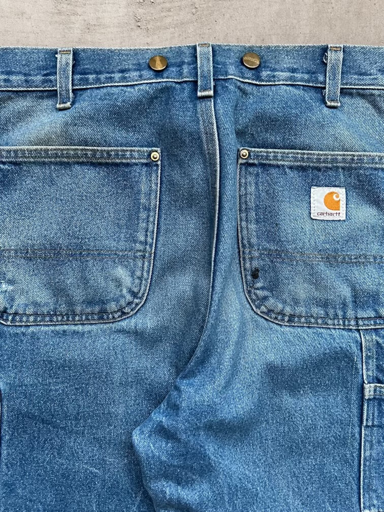 90s Carhartt Distressed Denim Double Knee Pants - 33