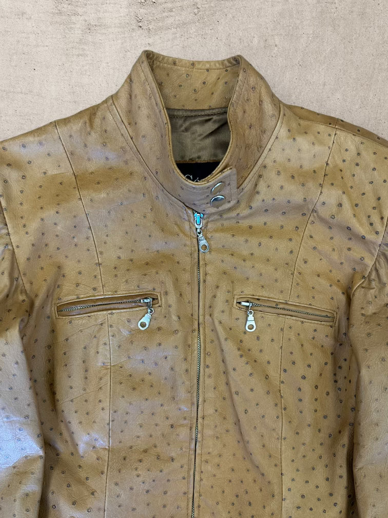 80s/90s Alan Gerard Paris Beige Leather Jacket - XS