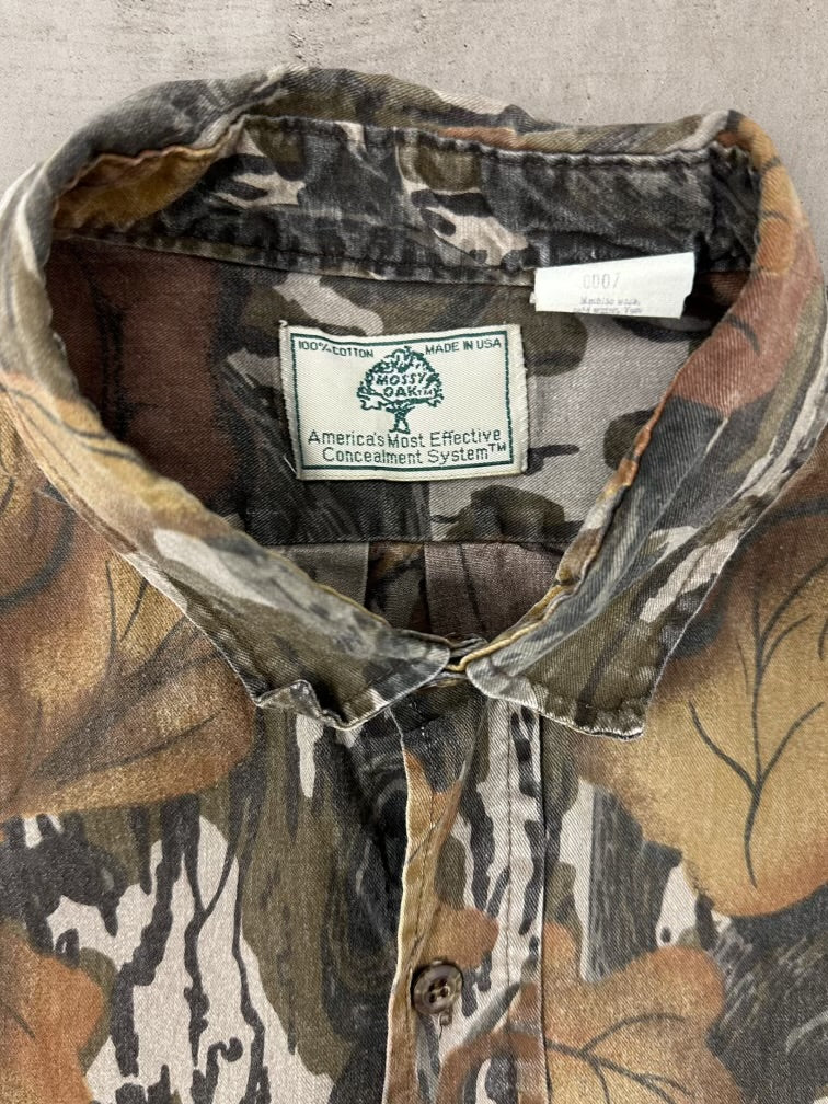 90s Mossy Oak Real Tree Camouflage Button Up Shirt - XL