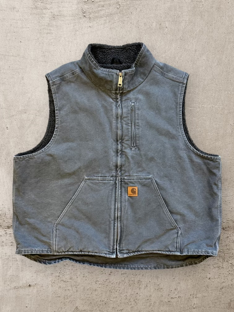 00s Carhartt Sherpa Lined Dark Grey Vest - XL