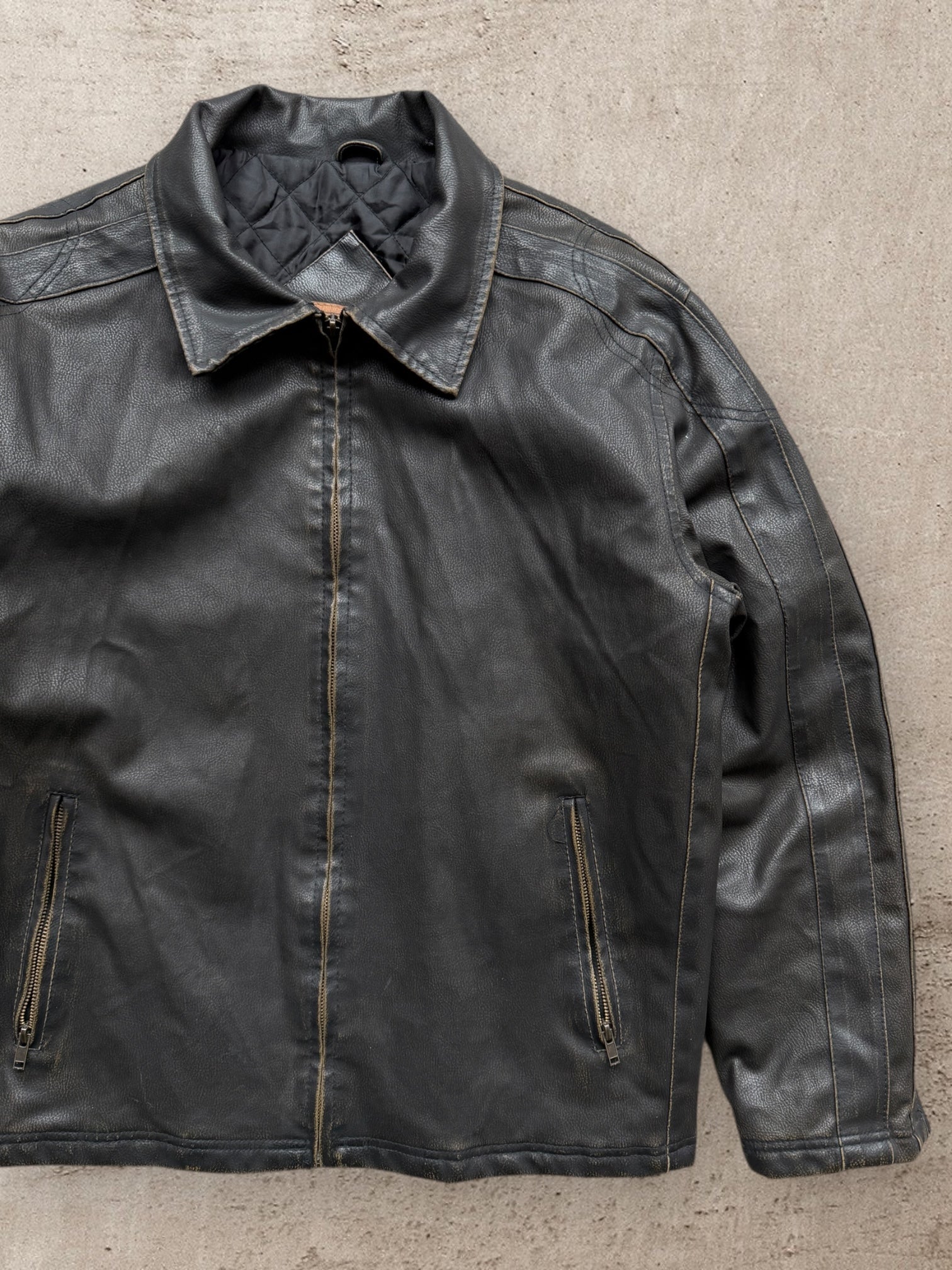 00s Arizona Striped Monotone Leather Jacket - Large