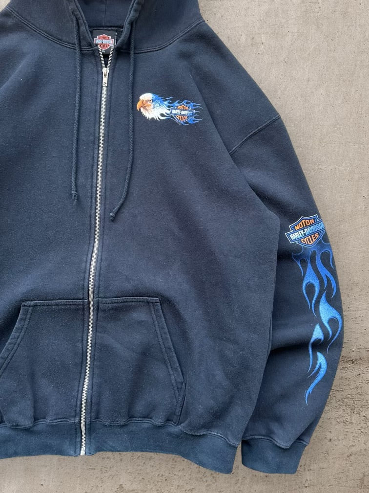 00s Harley Davidson Flames Graphic Hoodie - XL