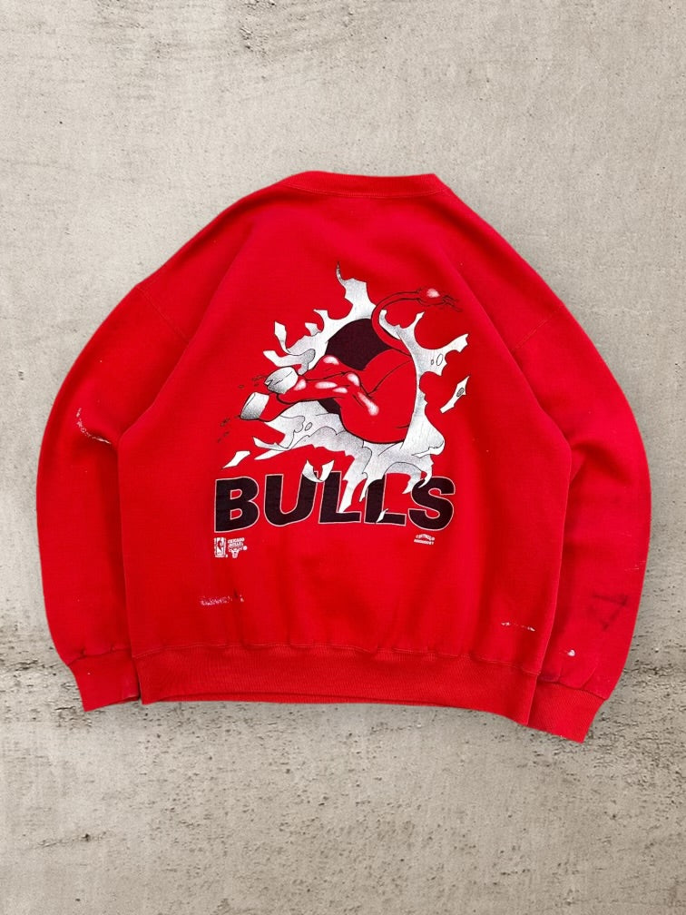 90s Nutmeg Chicago Bulls Double Sided Graphic Crewneck - XL