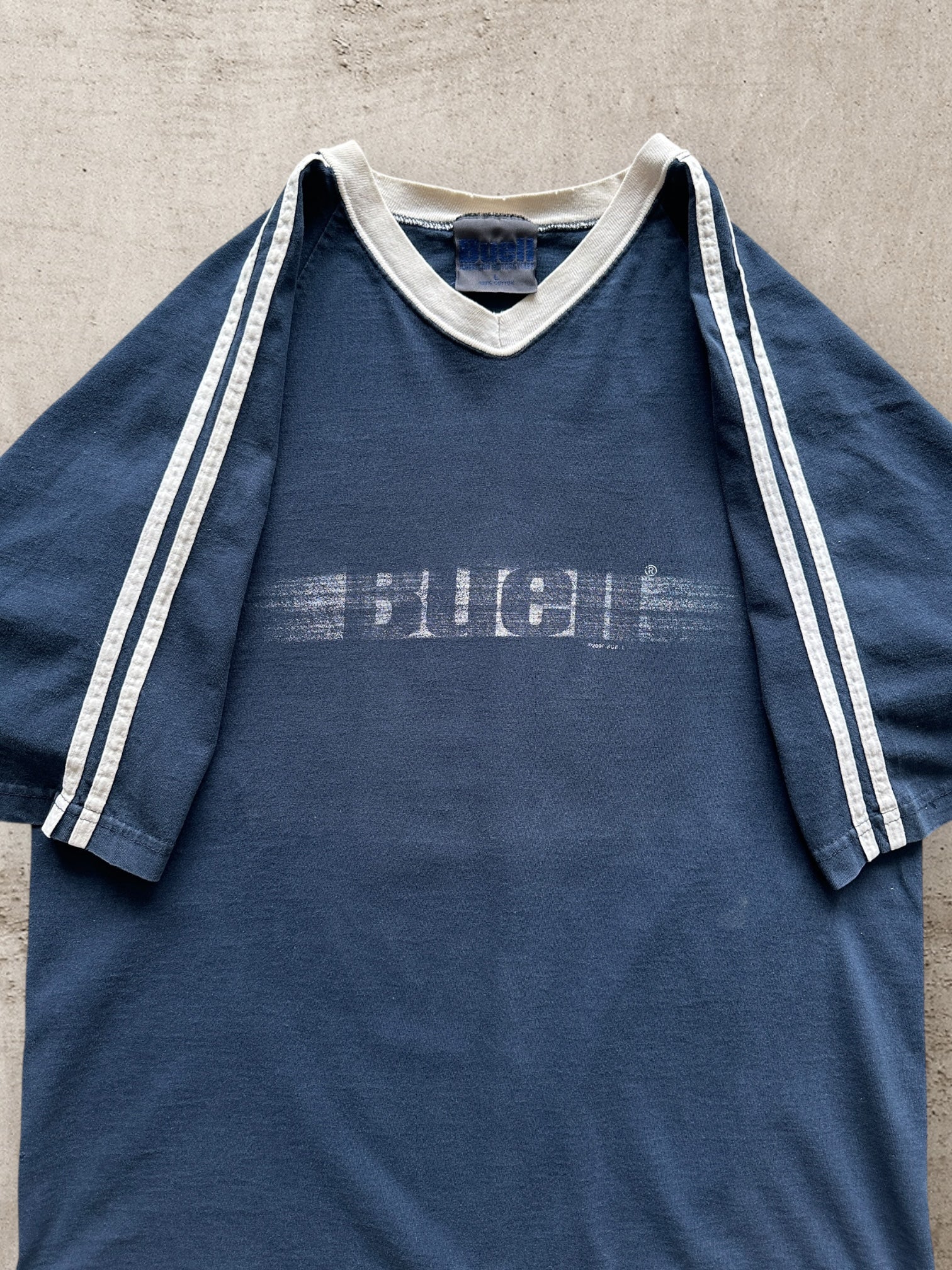 00 Buell & Harley Davidson Motorcycles Striped Shirt - Large