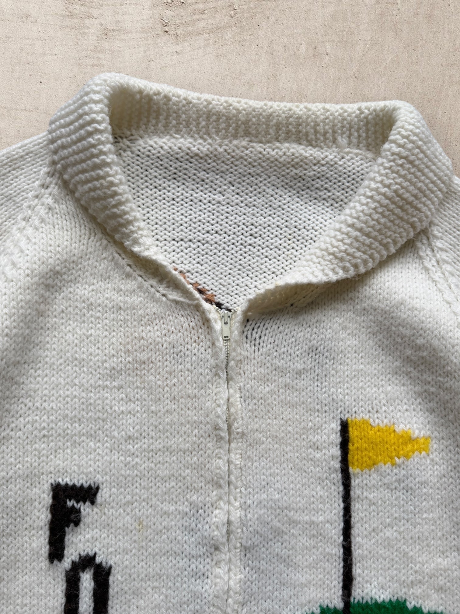 60s/70s Golf Zip Up Knit Sweater - Large